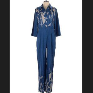 Blue Botanical Relief-Dyed Jumpsuit - VGUC - Size XL
